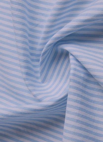 Contrast Collar Light Blue Striped Shirt