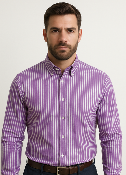 Purple Striped Oxford Shirt