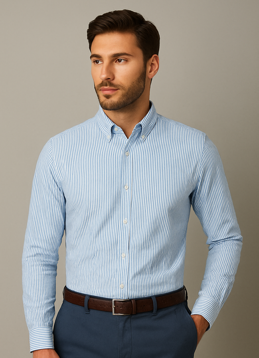 Dark Blue Striped Oxford Shirt