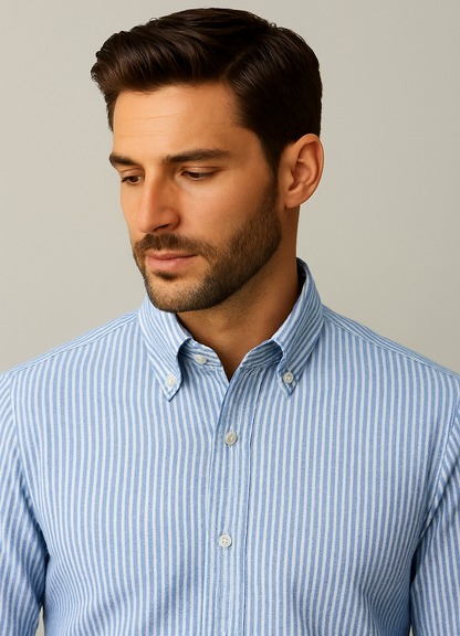 Dark Blue Striped Oxford Shirt