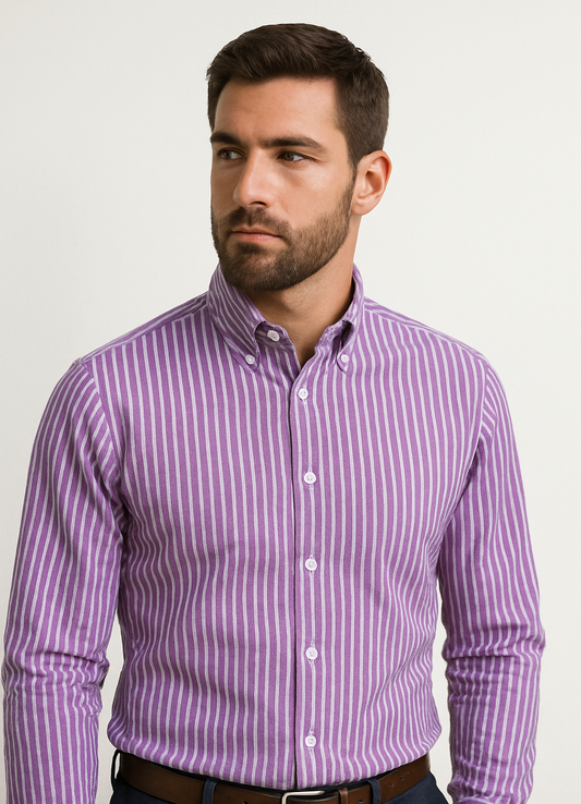 Purple Striped Oxford Shirt