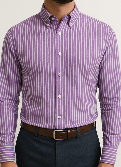 Purple Striped Oxford Shirt
